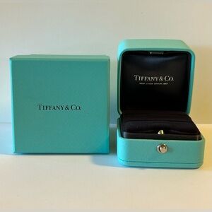 Tiffany & Co Blue Leather Large Double Ring Engagement, Wedding Presenta…